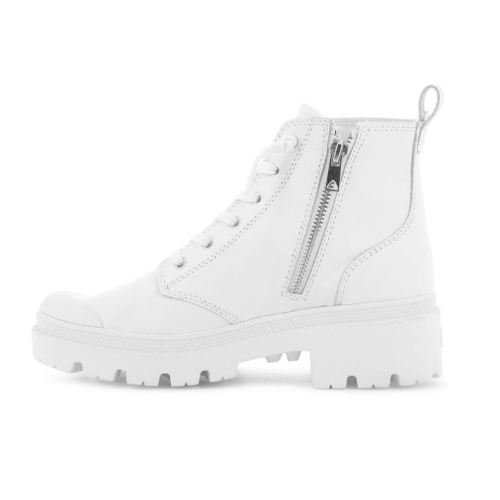 Palladium Pallabase Leather Women's Boots White | UK C472-BXI